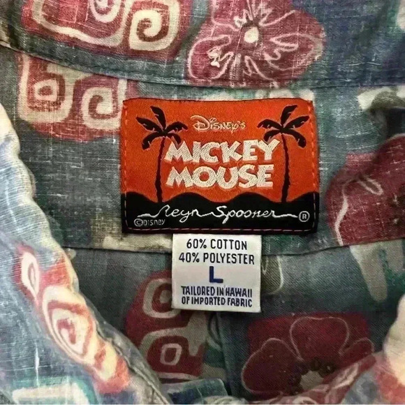 Reyn Spooner x  Disney x Mickey Mouse Cotton Shirt-Large (With Stains***) - Picture 5 of 9